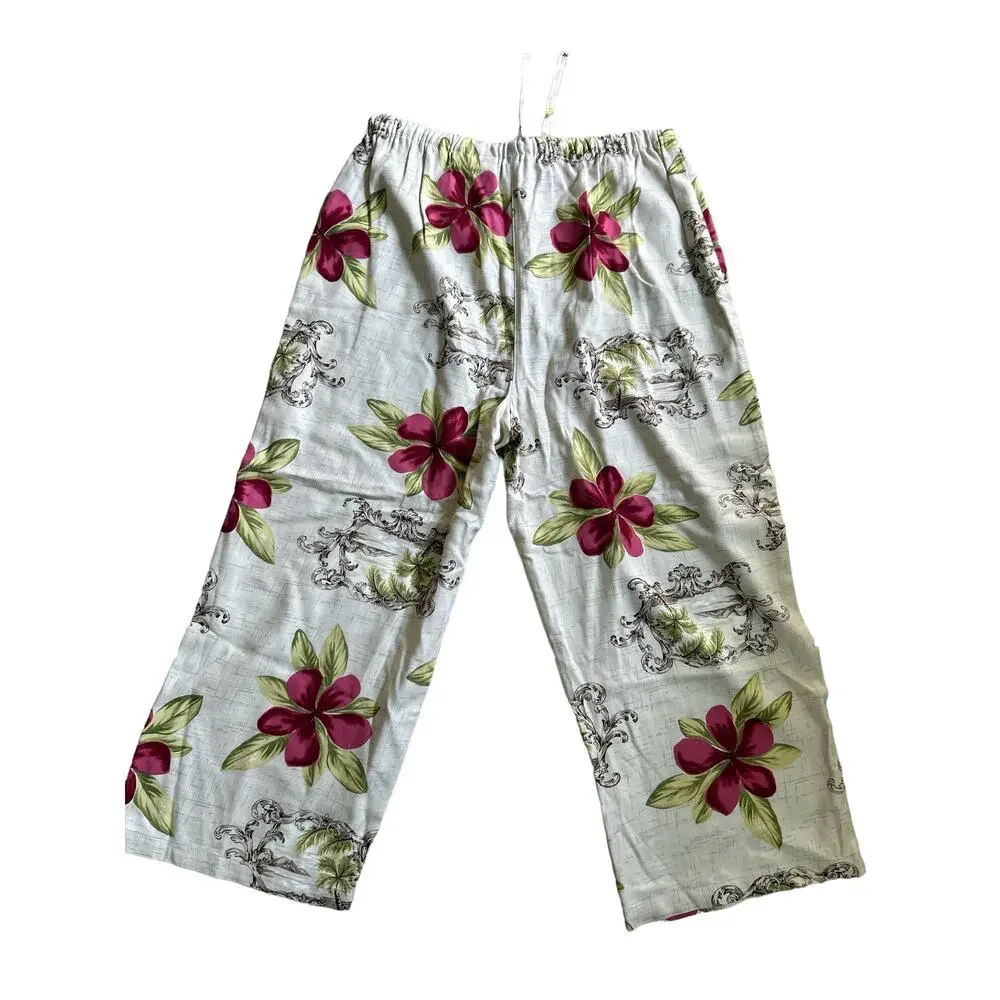 Marsh Landing 100% Rayon Ladies Floral Pants - Size M Medium - Super Cute - Picture 6 of 6